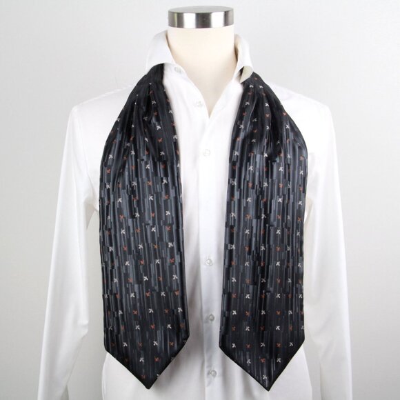 Silk Men's Cravat Ascot Tie Black CAMELLUCCI Gift for him A236 - Picture 5 of 11